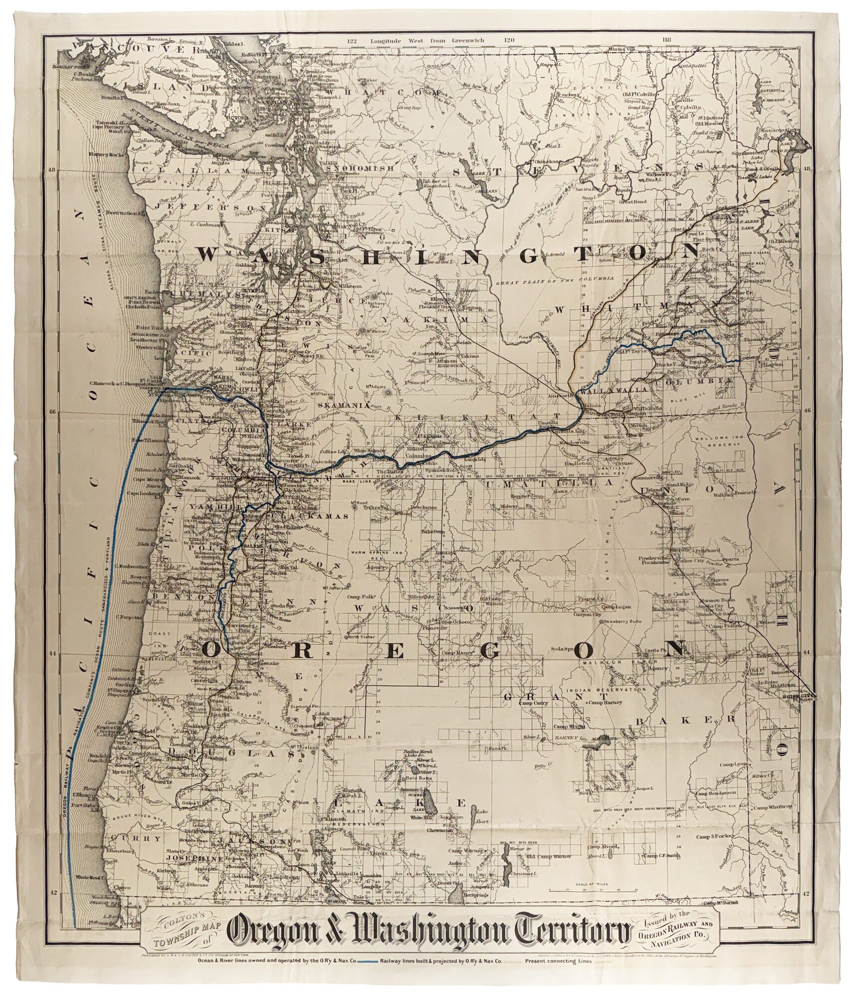 Colton's Township Map of Oregon & Washington Territory, Issued by the ...