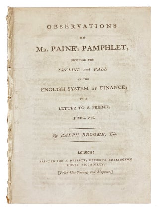 Item #34974 Observations on Mr. Paine's Pamphlet, entitled the Decline and Fall of the...