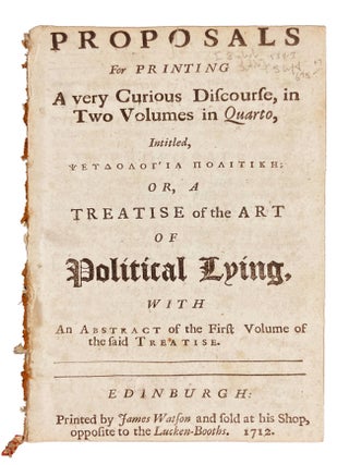 Item #34977 Proposals for Printing a Very Curious Discourse, in Two Volumes in Quarto, intitled,...