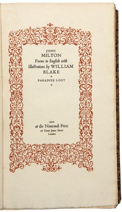 Item #36222 John Milton. Poems in English with Illustrations by William Blake. NONESUCH PRESS