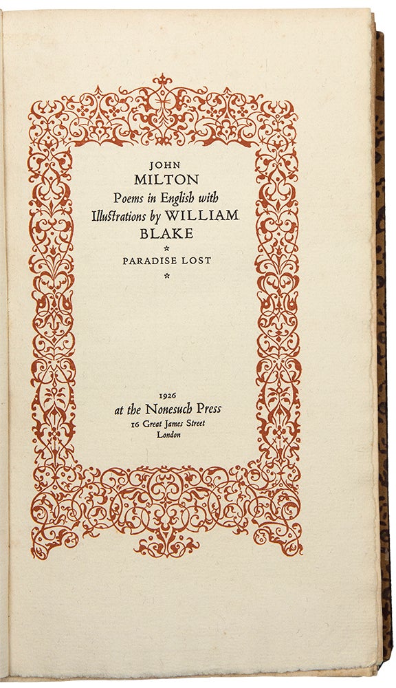 Item #36222 John Milton. Poems in English with Illustrations by William Blake. NONESUCH PRESS.