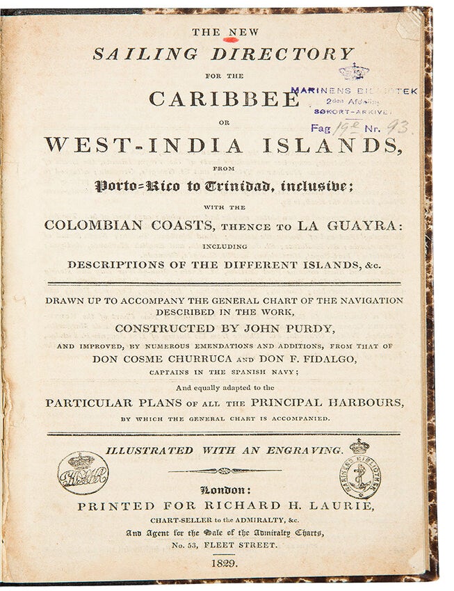 Item #36351 The New Sailing Directory for the Caribbee or West-India Islands, from Porto-Rico to Trinidad, inclusive; with the Colombian Coasts, thence to La Guayra. John PURDY.