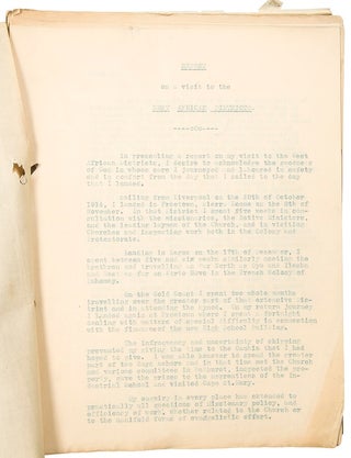 Item #36717 [Typescript titled:] Strictly Private for Officers Only ... Report of Visit to West...