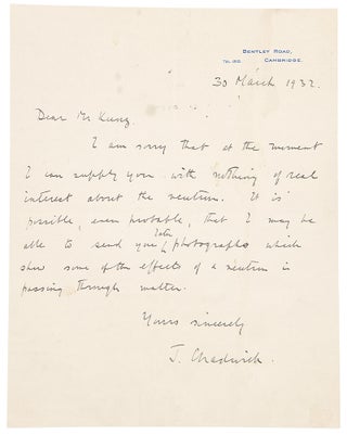 Item #36849 Autograph letter signed, written to George Frederick Kunz regarding his research on...