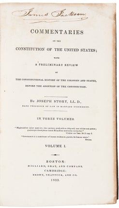 Item #38148 Commentaries on the Constitution of the United States. Joseph STORY