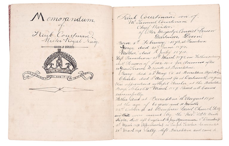 Item #38769 [Manuscript journal of a voyage on the HMS Bonaventure, the Royal Navy flagship of the East Indies station]. Reuben COURTMAN, b. 1873.