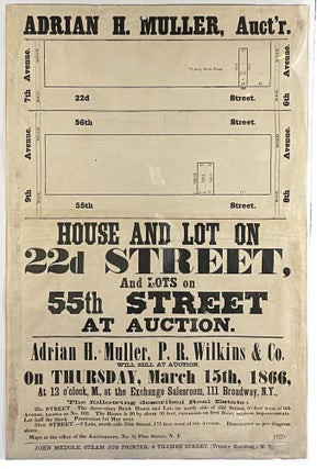 Item #39130 House and Lot on 22d Street [1 of 9 cartographically-illustrated Manhattan real...