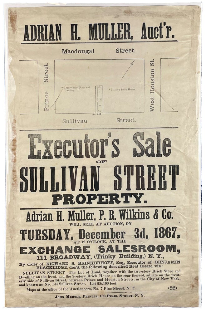 Item #39134 Executor's Sale of Sullivan Street Property. auctioneer NEW YORK CITY - Adrian H. Muller.