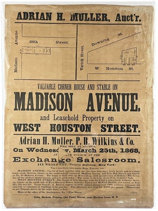 Item #39137 Valuable Corner House and Stable on Madison Avenue, and Leasehold Property on West...