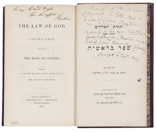 Item #39481 Torat Ha-Elo-Him ... The Law of God. American - BIBLE IN HEBREW JUDAICA, ENGLISH -...