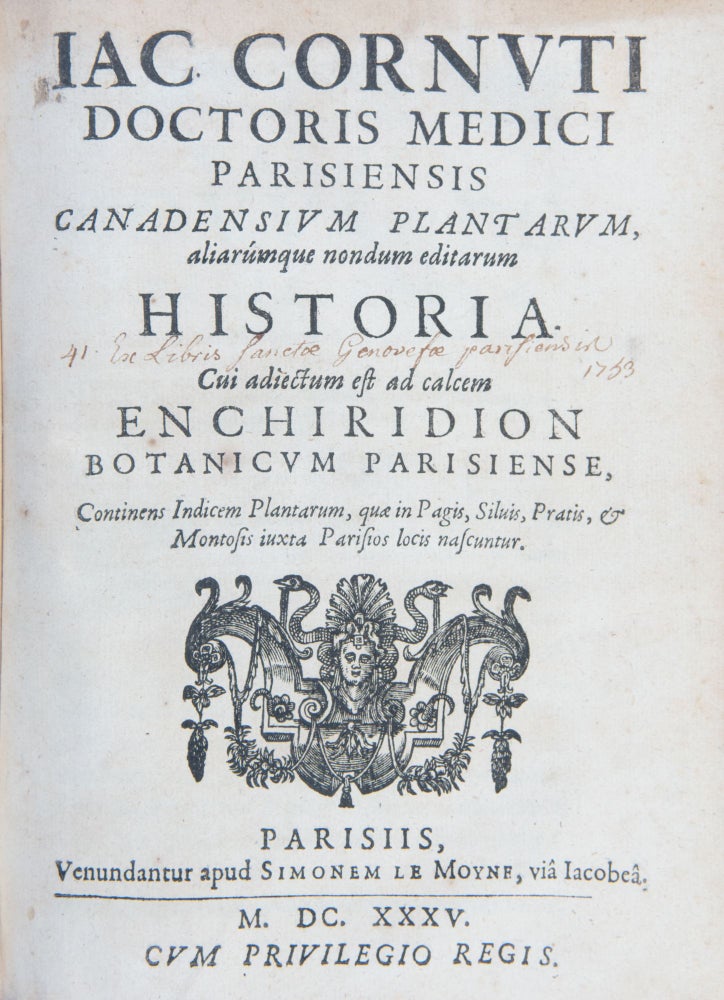 Item #40180 Canadensium Plantarum Historia Enchiridion Botanicum. Jacques-Philippe CORNUT.