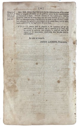 Articles of Confederation and Perpetual Union between the States of New-Hampshire, Massachusettes-Bay, Rhode-Island and Delaware, Maryland, Virginia, North-Carolina, South-Carolina, and Georgia
