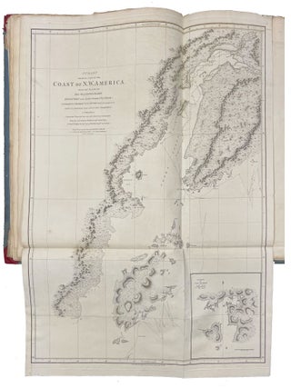 A Voyage of Discovery to the North Pacific Ocean, and Round the World; in which the Coast of North-West America has been Carefully Examined and Accurately Surveyed. Undertaken by his Majesty's Command, Principally with a View to Ascertain the Existence of any Navigable Communication between the North Pacific and North Atlantic Oceans; and Performed in the Years 1790, 1791, 1792, 1793, 1794, and 1795, in the Discovery Sloop of War, and Armed Tender Chatham, under the Command of Captain George Vancouver. Volumes I-III plus Atlas