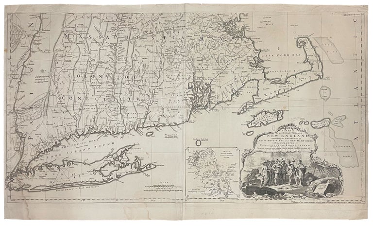 Item #40630 A Map of the most Inhabited part of New England containing the Provinces of Massachusets [sic.] Bay and New Hampshire, with the Colonies of Conecticut and Rhode Island, Divided into Counties and Townships: The whole composed from Actual Surveys and its Situation adjusted by Astronomical Observations. Braddock MEAD, alias John GREEN, c.