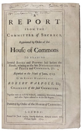 Item #40952 A report from the Committee of Secrecy, appointed by order of the House of Commons to...