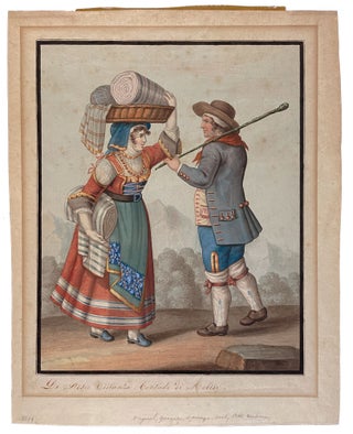 Item #40976 Four Italian Watercolours Depicting Figures in Local Dress. ITALY - 19th century