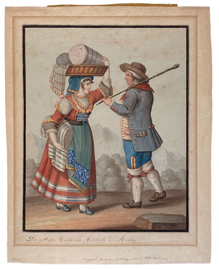 Item #40976 Four Italian Watercolours Depicting Figures in Local Dress. ITALY - 19th century.