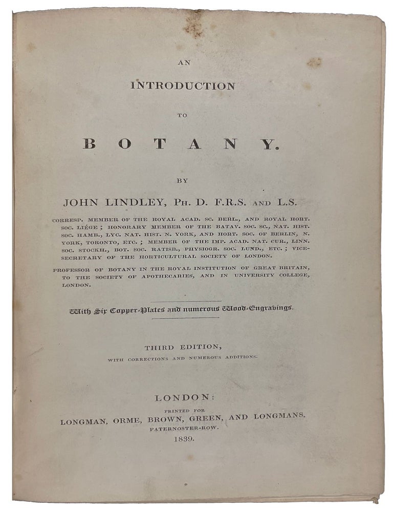 Item #41011 An Introduction to Botany. John LINDLEY.