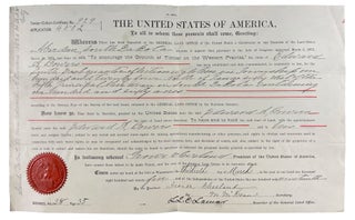 Item #41412 Archive Comprising 1 Certificate Signed by President Grover Cleveland Granting Land...