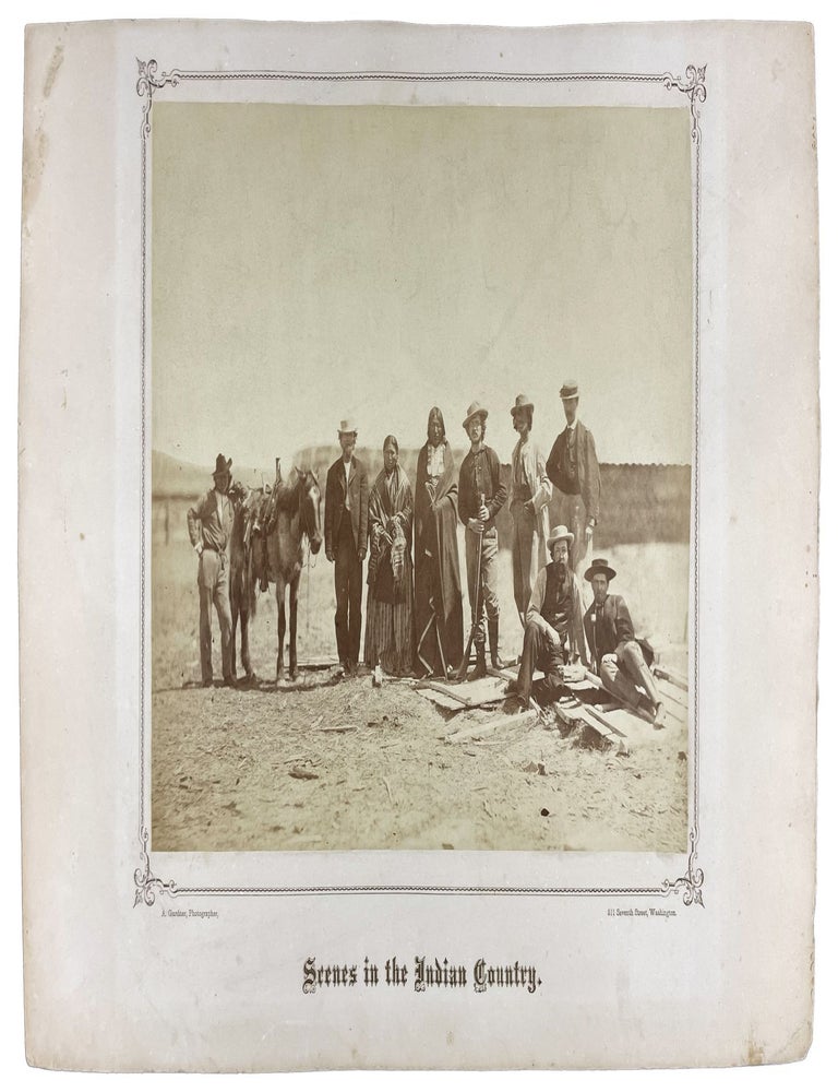Item #41579 Scenes in the Indian Country: Lakota Indian Running Water with Members of the US Indian Peace Commission at the 1868 Fort Laramie Treaty Signing. Alexander GARDNER, Photographer.