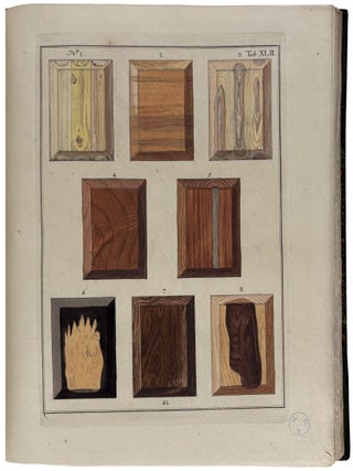 Houtkunde, Behelzende de Afbeeldingen van Meest Alle Bekende, in-en Uitlandsche Houten. Die tot den Huis-en Scheepsbouw, tot Schrynwerk, Werktuigen en Gereedschappen, tot Verwstoffen en in de Geneeskunde, Worden Gebruikt: Op zulk eene manier, als die door de Liefhebbers der Natuurlyke Historie, tot Vermaak en Nuttigheid, worden verzameld en bewaard; Met Aanwyzing van Derzelver, Afkomst, Hoedanigheden en Gebruik: Voorgesteld in de Natuurlyke Tekening en Koleuren, Volgens de Hollandsche, Hoogduitsche, Engelsche, Fransche en Latynsche Benaamingen, En met uitvoerige Bladwyzers verykt. [A Representation of Inland and Foreign Wood, as well as Trees and Shrubs]