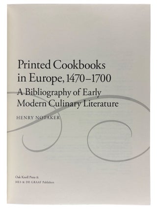 Printed Cookbooks in Europe, 1470-1700