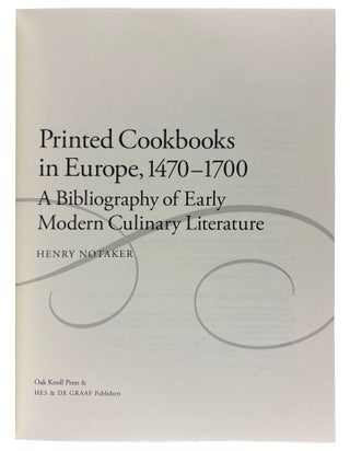 Printed Cookbooks in Europe, 1470-1700