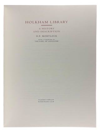 Holkham Library: A History and Description