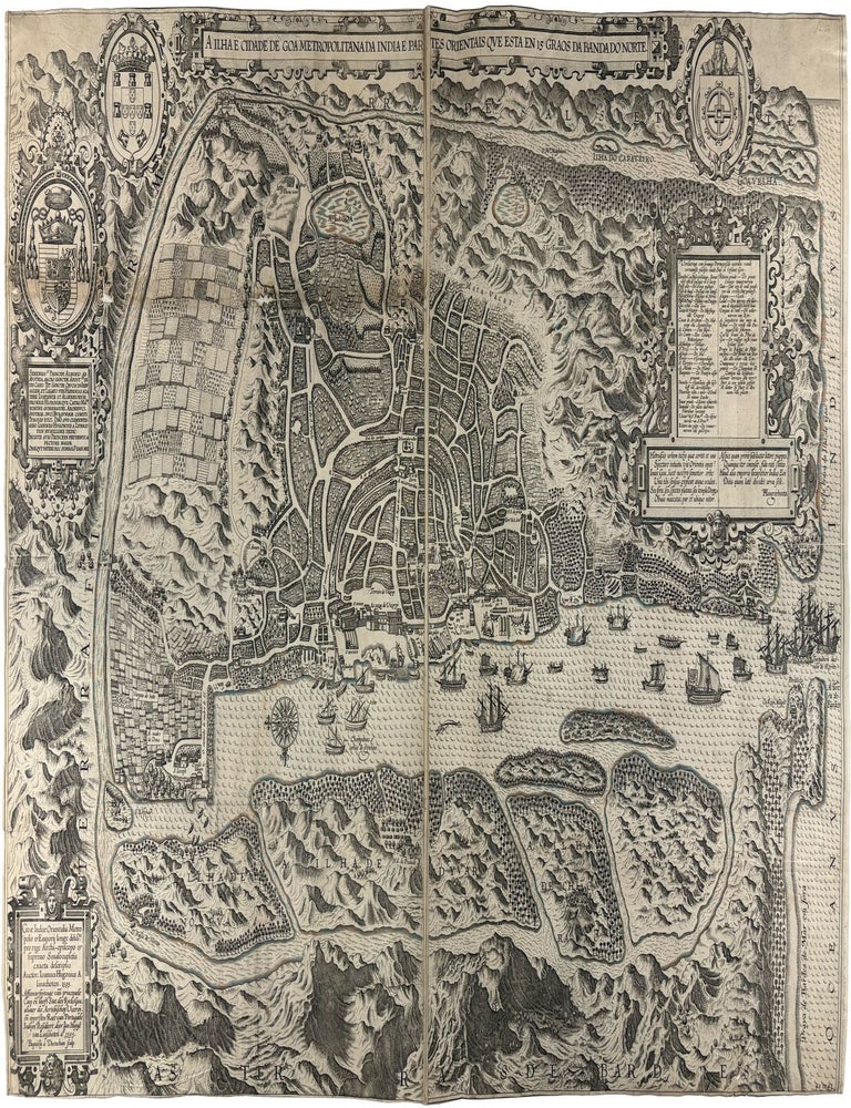 Item #42459 A Ilha e Cidade de Goa Metropolitana da India e Partes Orientais, que est&aacute; em 15 Graos da Banda da Norte. Jan Huygen LINSCHOTEN.