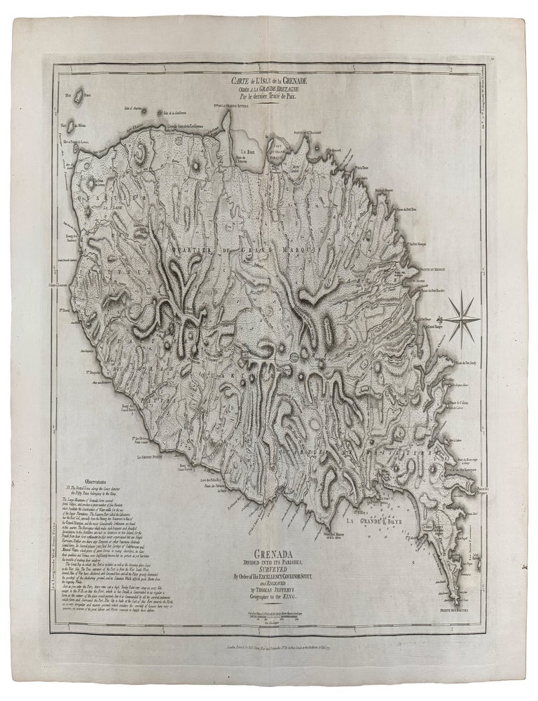 Item #42750 Grenada Divided Into Its Parishes, Surveyed By Order of His Excellency Governor Scott. Thomas JEFFERYS.