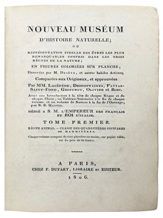 Item #42818 Nouveau Mus&eacute;um d'Histoire Naturelle... Dessin&eacute;es par M. Des&egrave;ve, et autres...