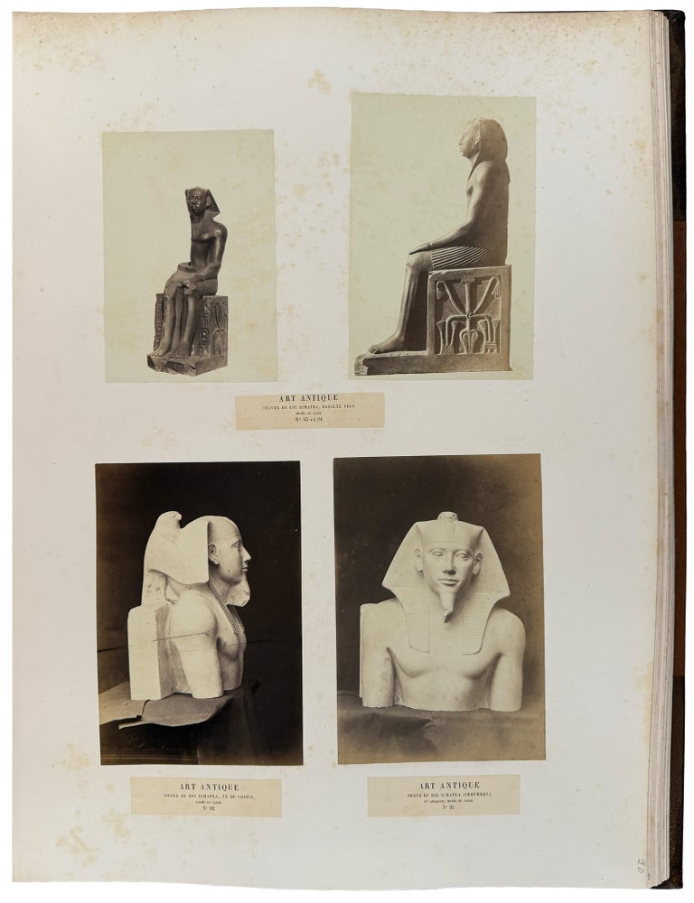 Item #43085 Album Photographique de la Mission Remplie en &Eacute;gypte par le Vte Emmanuel de Roug&eacute;, accompagn&eacute; de M. le Vte de Banville et de M. Jacques de Roug&eacute;, 1863-1864; photographies ex&eacute;cut&eacute;es par M. le Vte de Banville; description des planches par M. le Vte Emmanuel de Roug&eacute;. Aymard Athanase de BANVILLE, Emmanuel de ROUG&Eacute;, photographer, text.